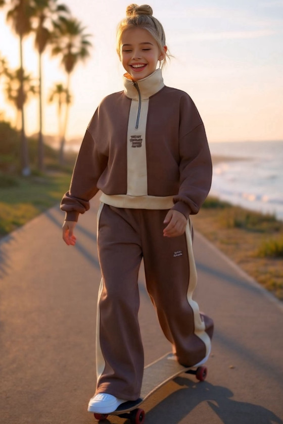 Komplet dla dziewczynki The Way brązowy z beżem Komplet dla dziewczynki The Way brązowy z beżem