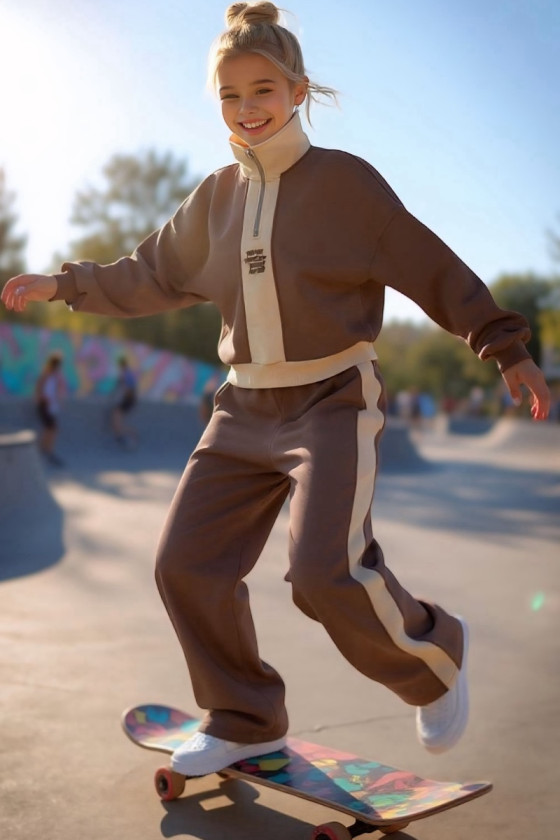 Komplet dla dziewczynki The Way brązowy z beżem Komplet dla dziewczynki The Way brązowy z beżem