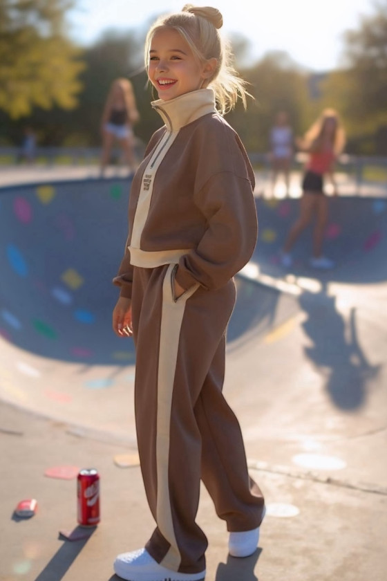 Komplet dla dziewczynki The Way brązowy z beżem Komplet dla dziewczynki The Way brązowy z beżem