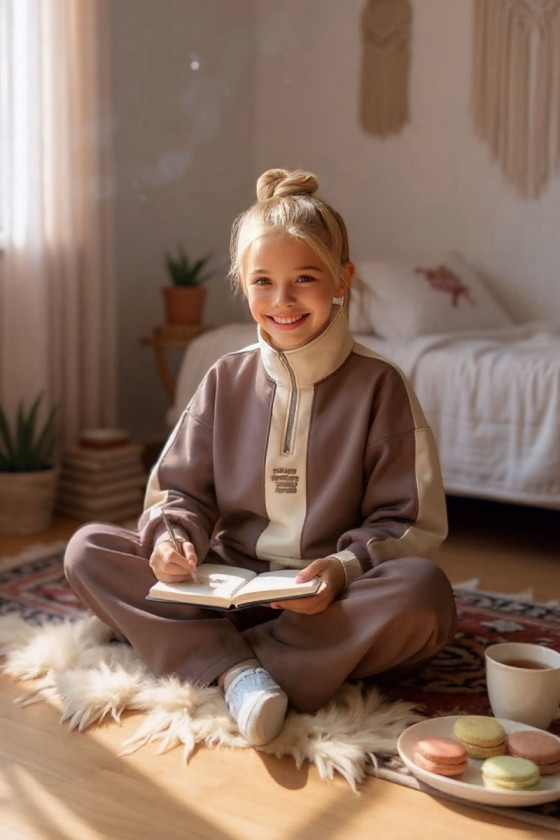 Komplet dla dziewczynki The Way brązowy z beżem Komplet dla dziewczynki The Way brązowy z beżem