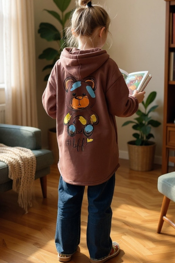 Bluza bawełniana  dla dziewczynki bluza do szkoły bluza długa bluza ocieplana bawełniana odzież dziecięca Sówka sklep