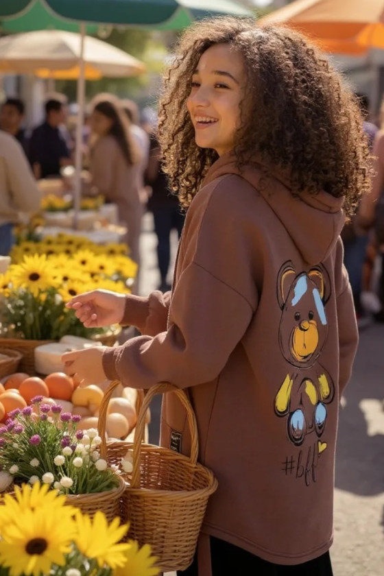 Bluza bawełniana  dla dziewczynki bluza do szkoły bluza długa bluza ocieplana bawełniana odzież dziecięca Sówka sklep