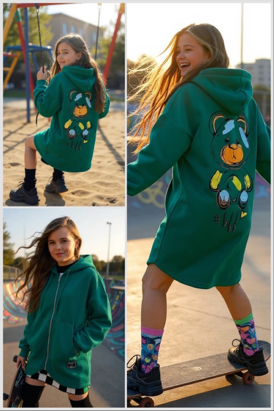 copy of Długa Bluza Best Friend Forever zielona