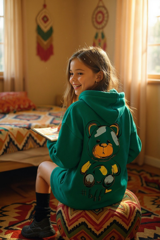 Bluza bawełniana  dla dziewczynki bluza do szkoły bluza długa bluza ocieplana bawełniana odzież dziecięca Sówka sklep