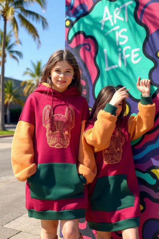 Bluza ocieplana oversize dla dziewczynki sówka sklep odzież dziecięca Bluza ocieplana oversize dla dziewczynki sówka sklep odzież dziecięca