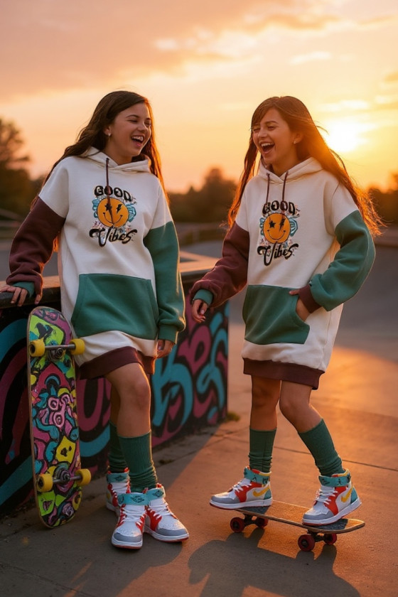 Bluza ocieplana oversize dla dziewczynki sówka sklep odzież dziecięca Bluza ocieplana oversize dla dziewczynki sówka sklep odzież dziecięca