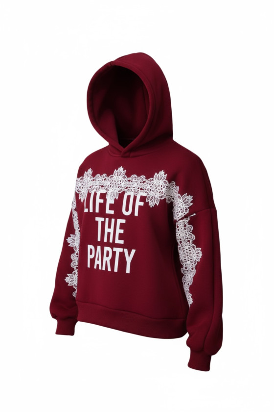 Komplet bluza i spodnie Life of the party bordowy