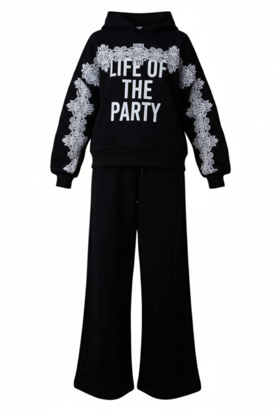 Komplet bluza i spodnie Life of the party czarny