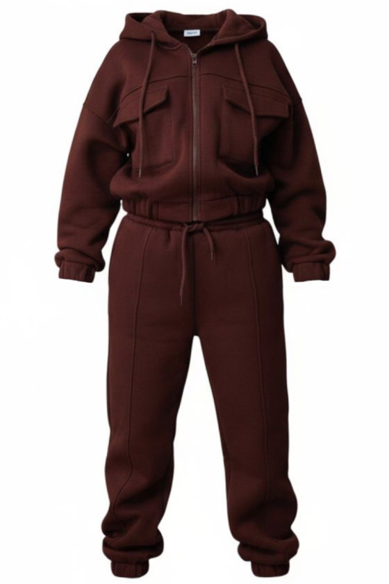 Komplet ocieplany bluza i spodnie Gigi Brąz