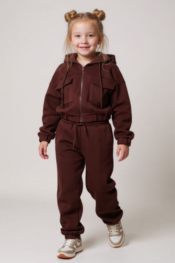 Komplet ocieplany bluza i spodnie Gigi Brąz