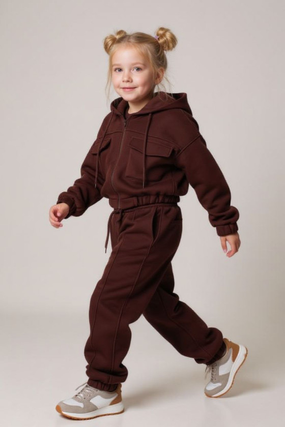 Komplet ocieplany bluza i spodnie Gigi Brąz