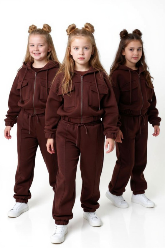 Komplet ocieplany bluza i spodnie Gigi Brąz