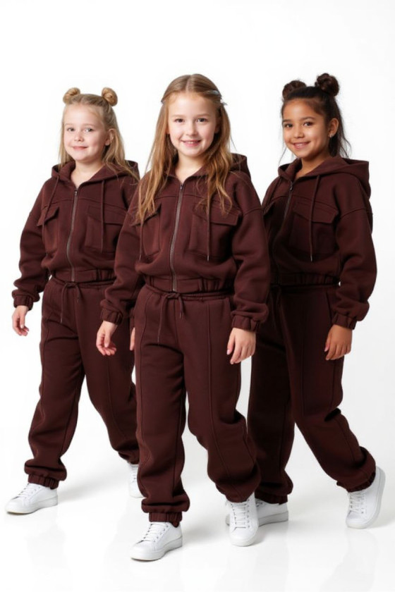 Komplet ocieplany bluza i spodnie Gigi Brąz