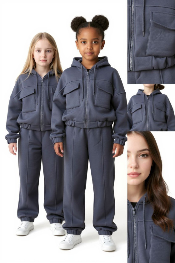 Komplet ocielplany bluza i spodnie Gigi Grafit