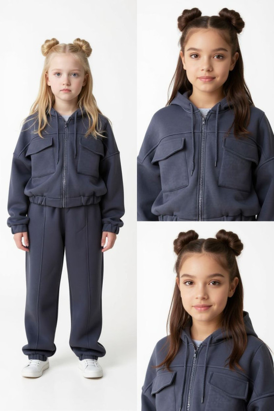 Komplet ocielplany bluza i spodnie Gigi Grafit