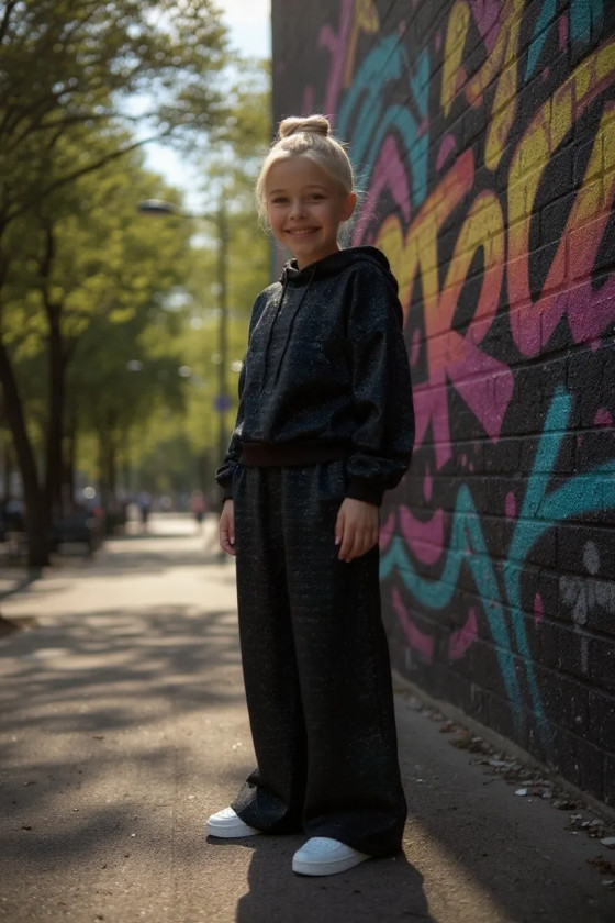 Komplet bluza i spodnie Street Fashion czarny