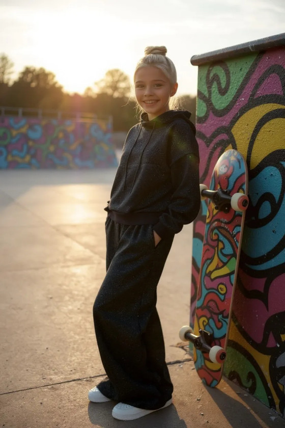 Komplet bluza i spodnie Street Fashion czarny