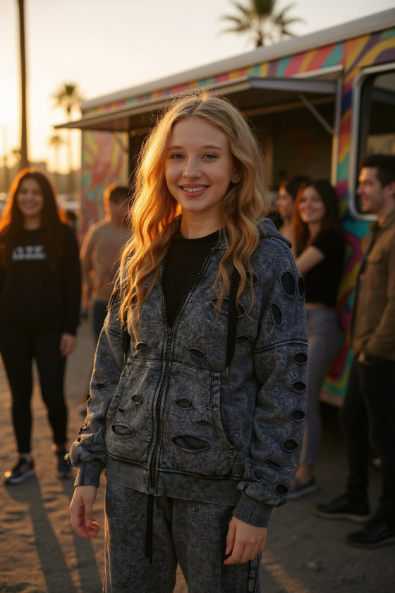 Komplet bluza rozpinana i spodnie Neli ciemny szary