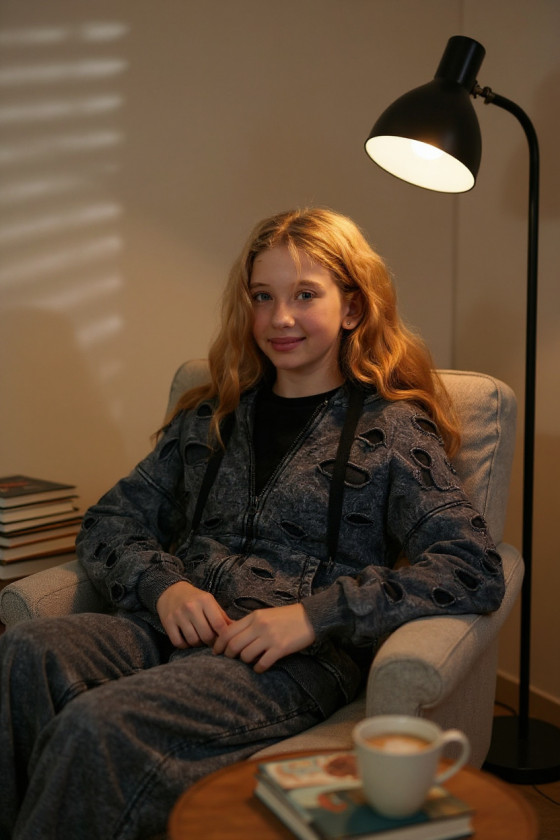 Komplet bluza rozpinana i spodnie Neli ciemny szary