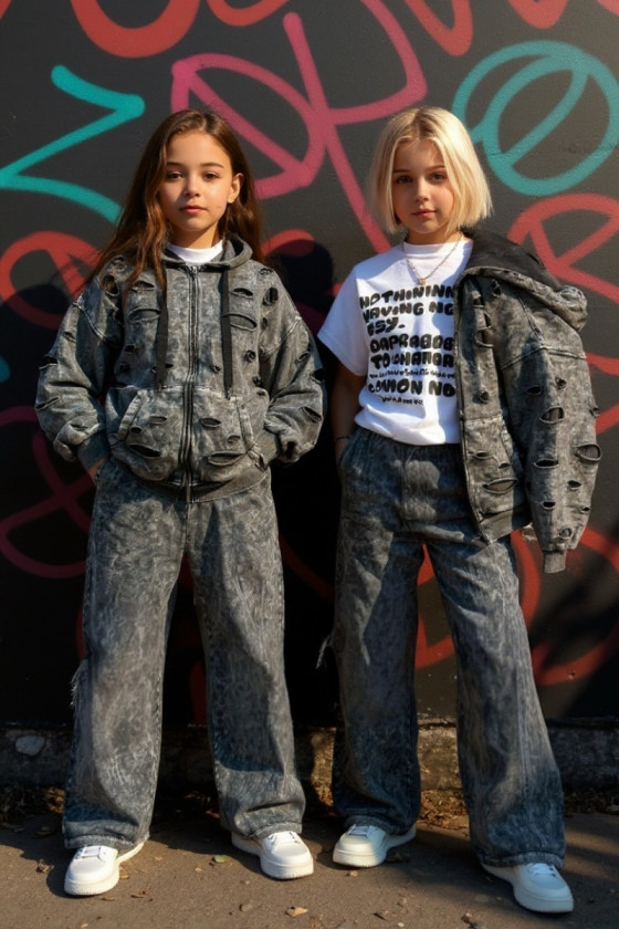 Komplet bluza rozpinana i spodnie Neli ciemny szary