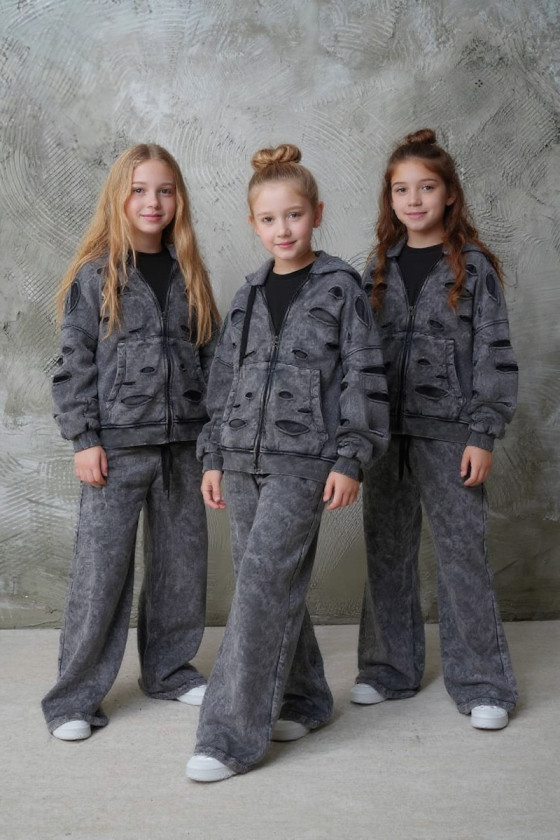 Komplet bluza rozpinana i spodnie Neli ciemny szary