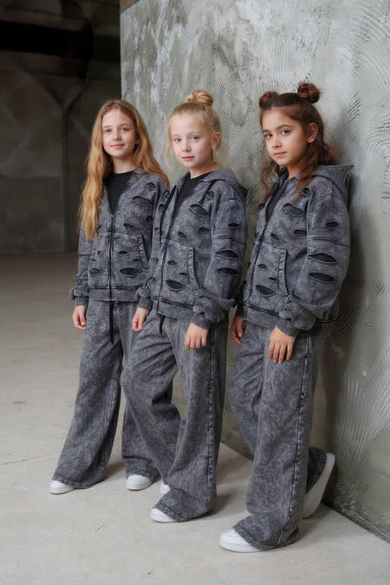 Komplet bluza rozpinana i spodnie Neli ciemny szary