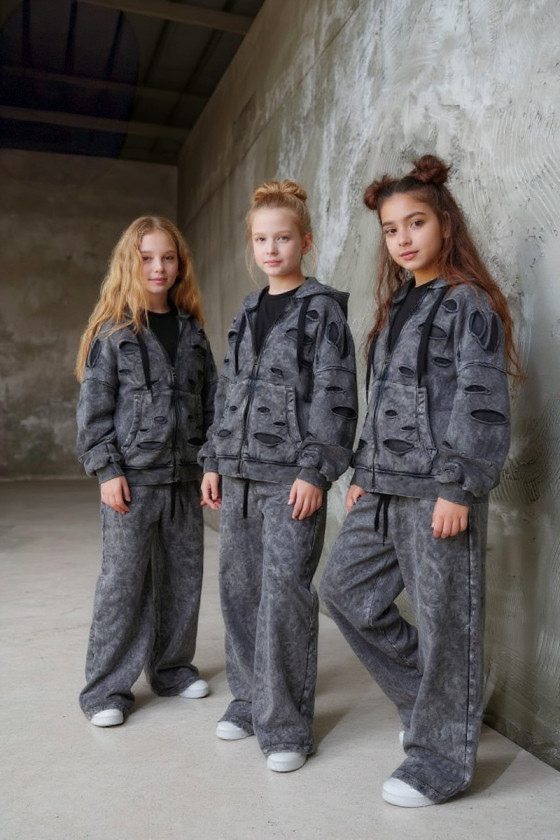 Komplet bluza rozpinana i spodnie Neli ciemny szary