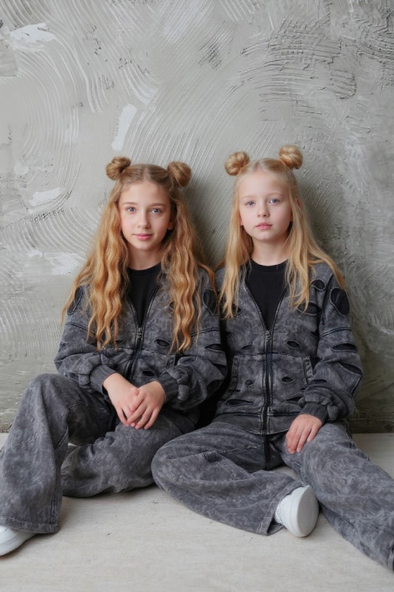 Komplet bluza rozpinana i spodnie Neli ciemny szary