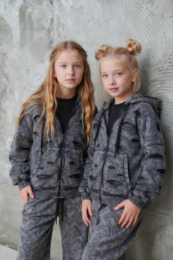 Komplet bluza rozpinana i spodnie Neli ciemny szary