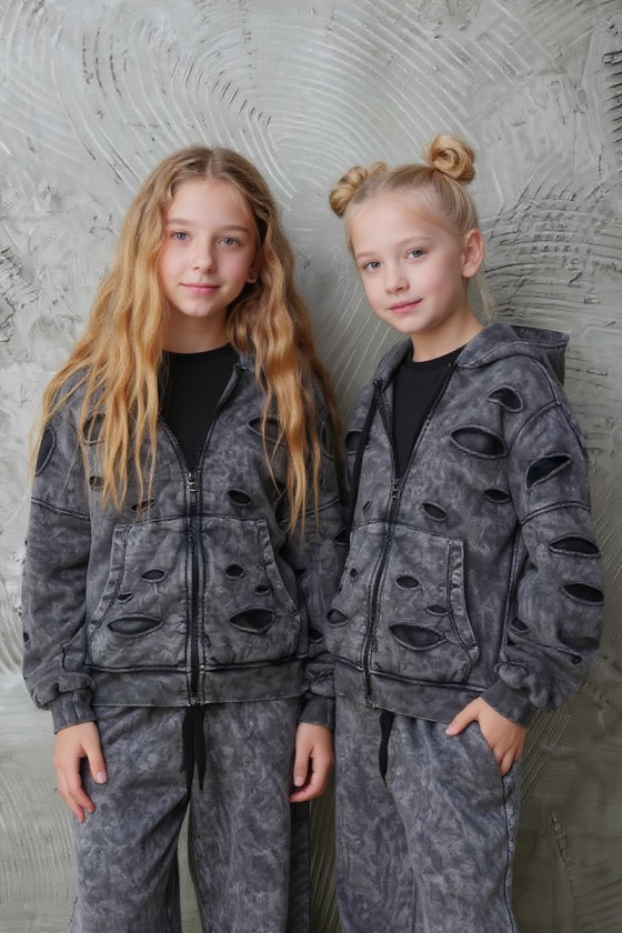 Komplet bluza rozpinana i spodnie Neli ciemny szary