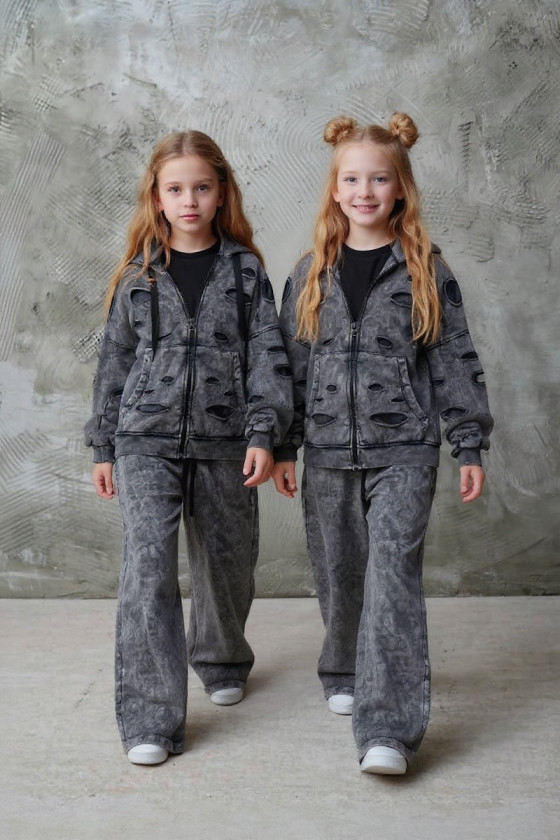 Komplet bluza rozpinana i spodnie Neli ciemny szary