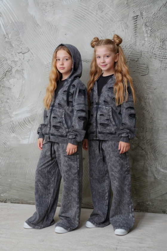 Komplet bluza rozpinana i spodnie Neli ciemny szary