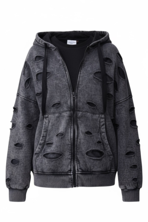 Komplet bluza rozpinana i spodnie Neli ciemny szary