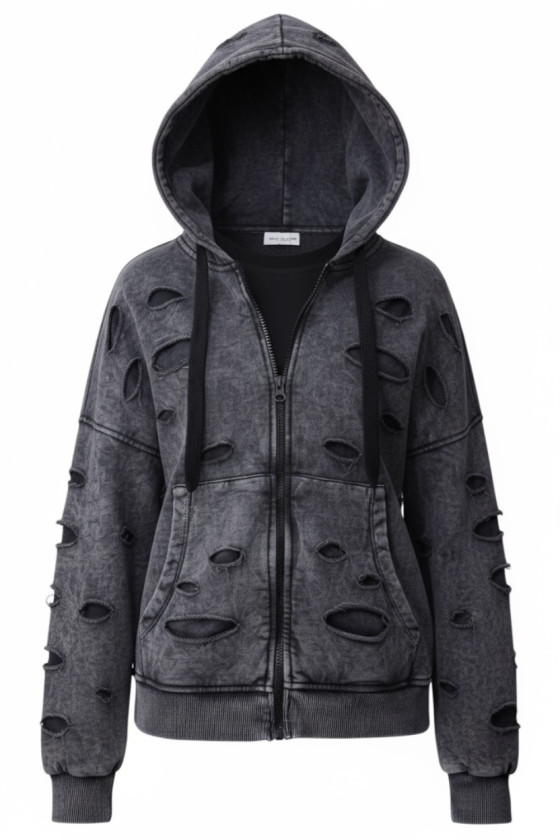 Komplet bluza rozpinana i spodnie Neli ciemny szary