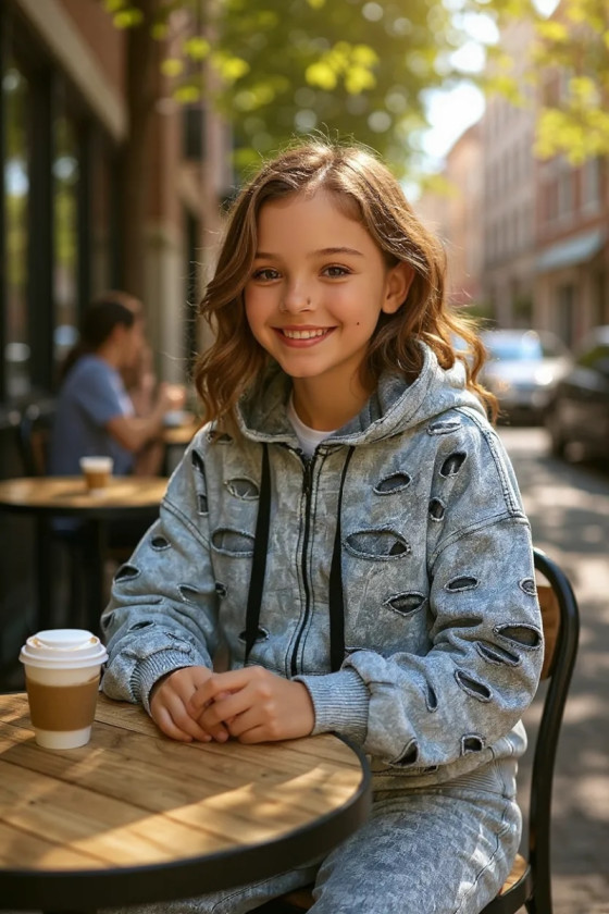 Komplet bluza rozpinana i spodnie Neli jasny szary