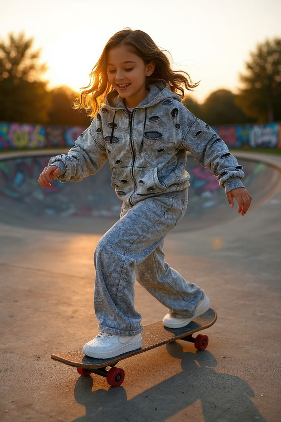 Komplet bluza rozpinana i spodnie Neli jasny szary