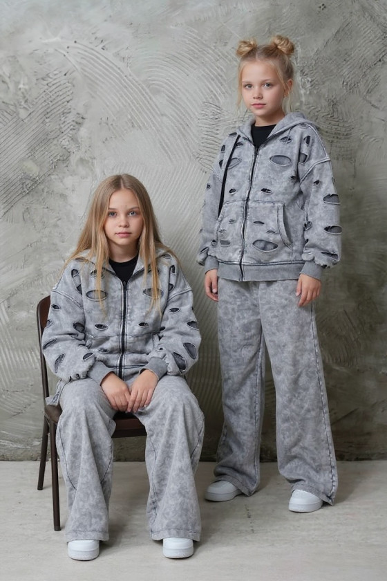 Komplet bluza rozpinana i spodnie Neli jasny szary