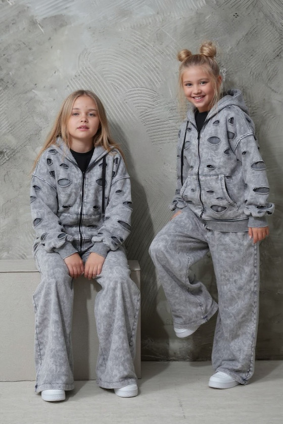 Komplet bluza rozpinana i spodnie Neli jasny szary