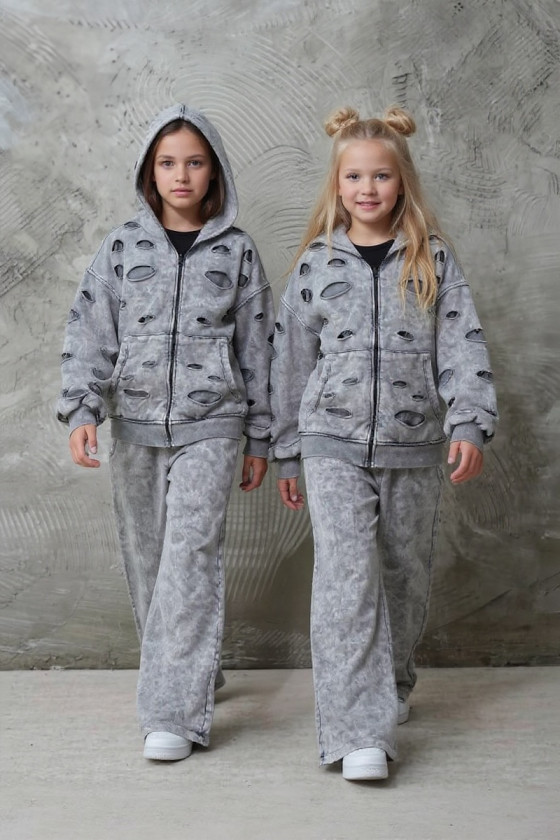 Komplet bluza rozpinana i spodnie Neli jasny szary