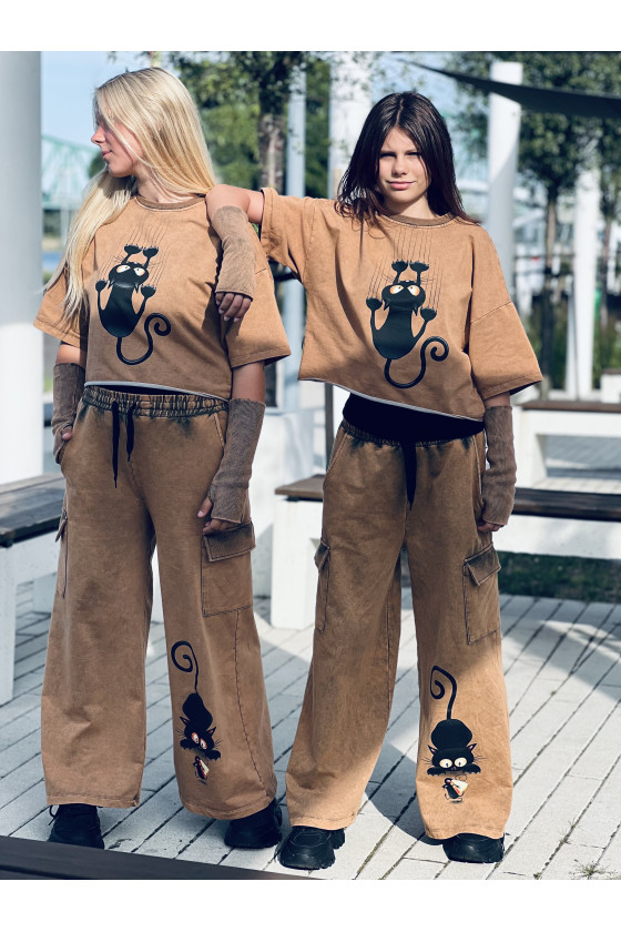 Komplet bawełniany oversize dla dziewczynki odzież dziecięca sówka sklep