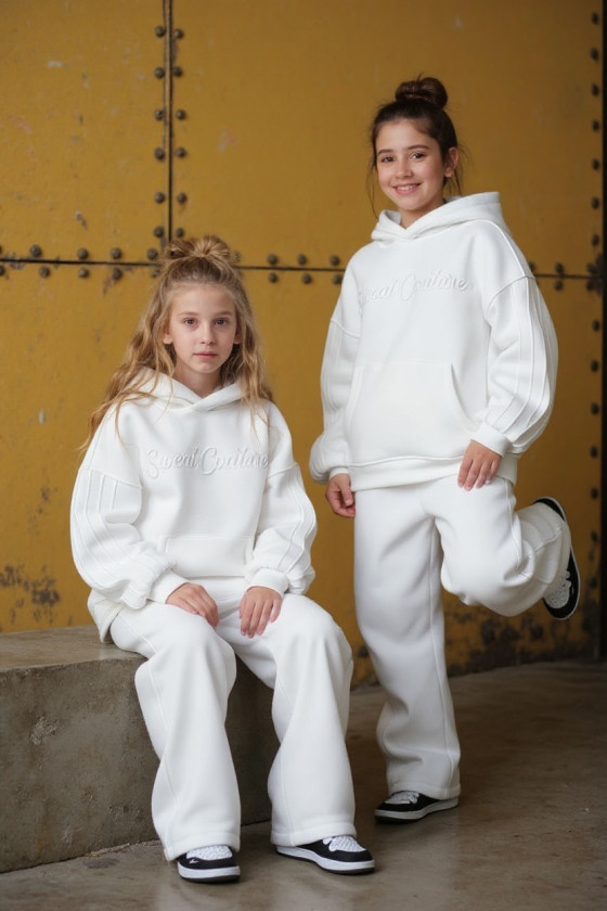 Komplet ocieplany bluza i spodnie Sweat Couture śmietanka