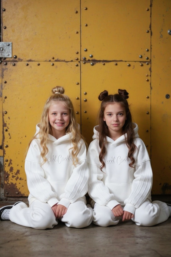 Komplet ocieplany bluza i spodnie Sweat Couture śmietanka