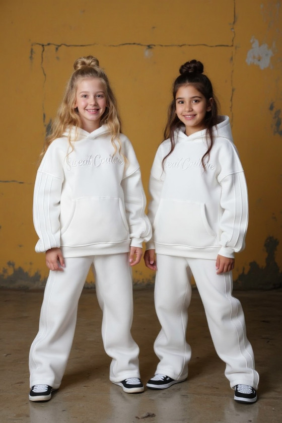 Komplet ocieplany bluza i spodnie Sweat Couture śmietanka