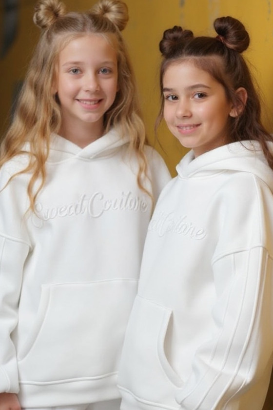 Komplet ocieplany bluza i spodnie Sweat Couture śmietanka