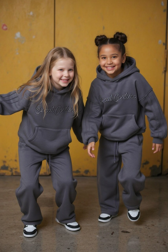 Komplet ocieplany bluza i spodnie Sweat Couture szary