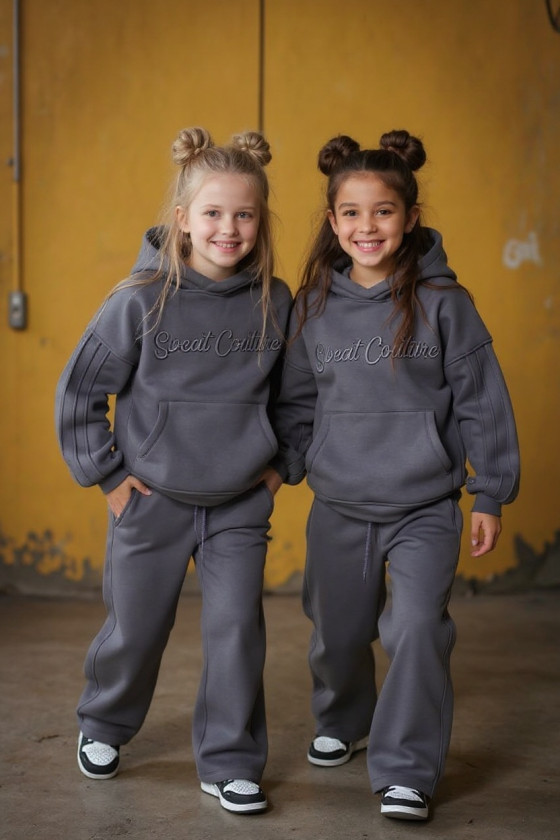 Komplet ocieplany bluza i spodnie Sweat Couture szary