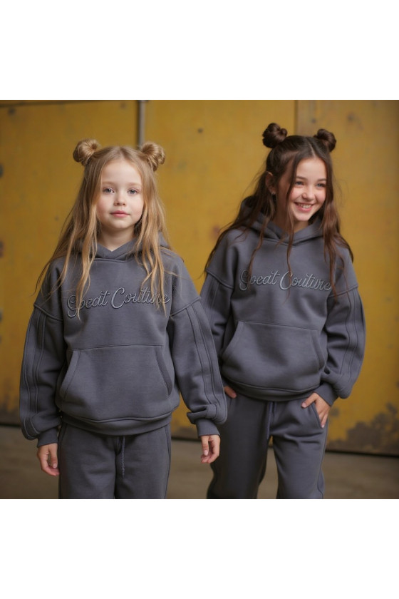 Komplet ocieplany bluza i spodnie Sweat Couture szary