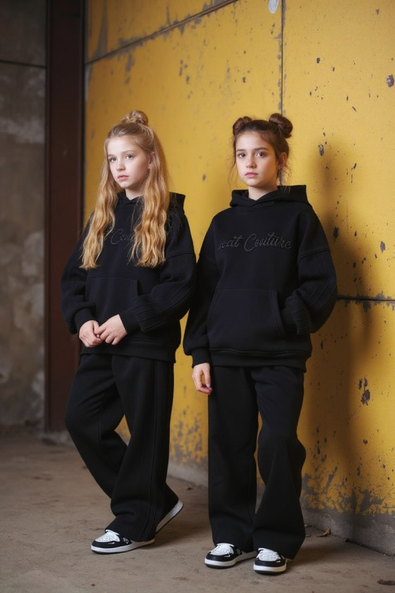 Komplet ocieplany bluza i spodnie Sweat Couture czarny