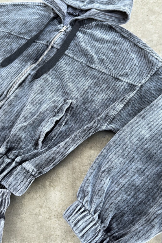 Komplet bluza i spodnie Welur Prążkowany