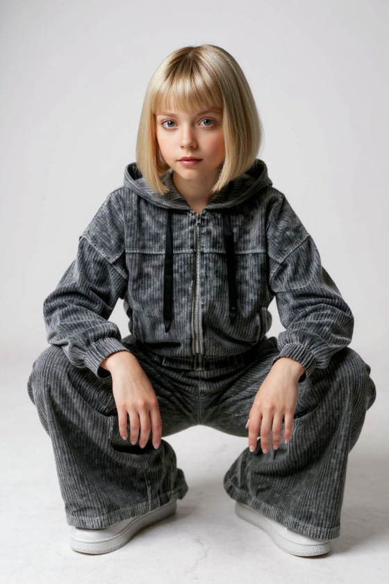 Komplet bluza i spodnie Welur Prążkowany